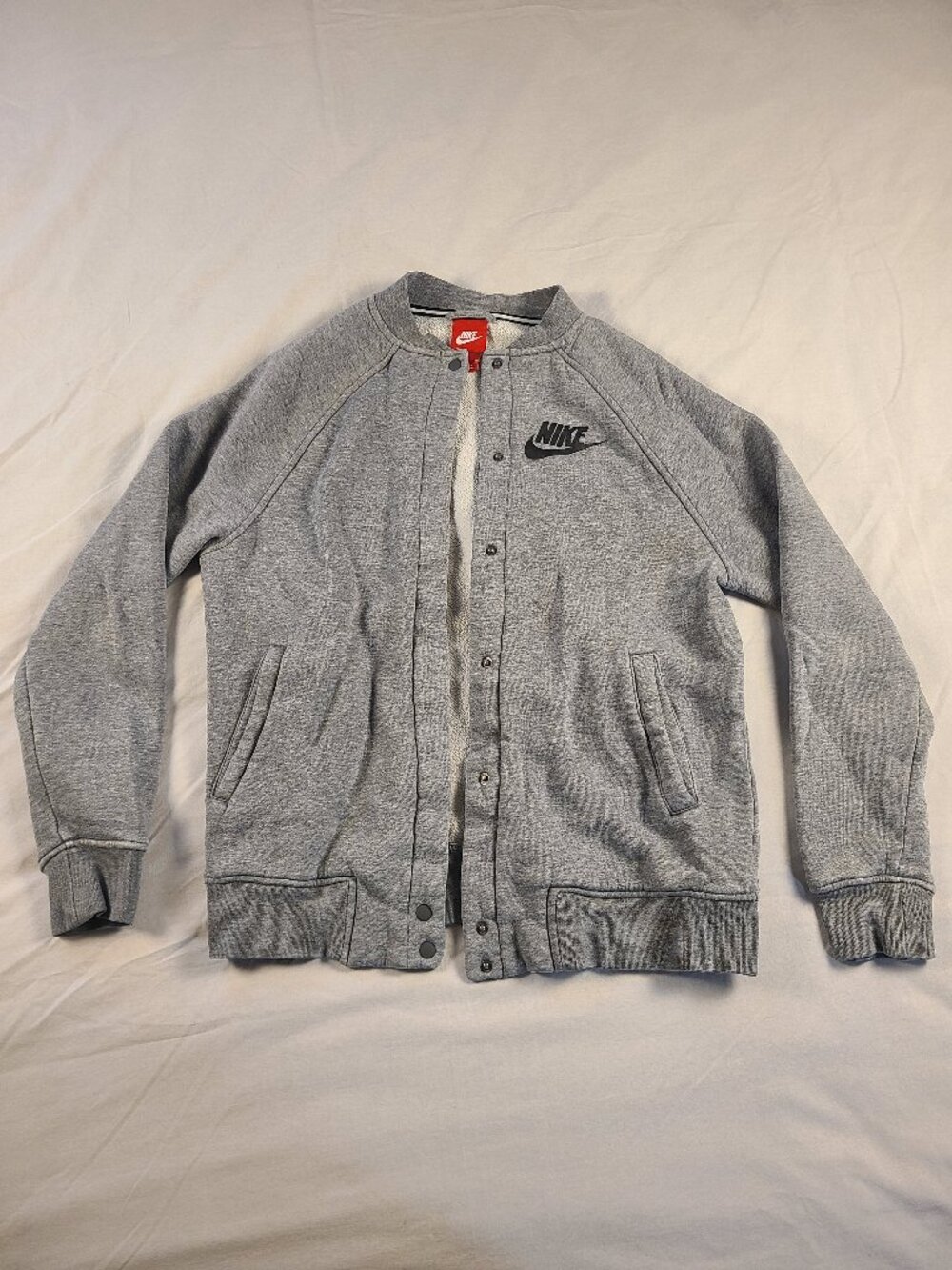 Nike Boys S Button Up Sweater Gray